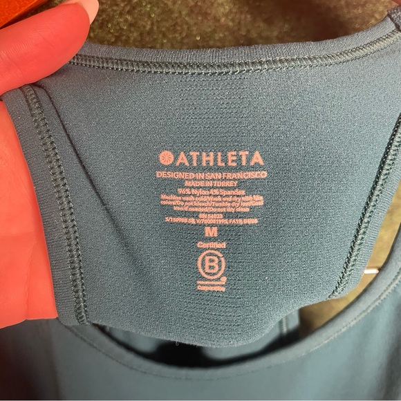 Athleta Womens Tank Top Racerback Rushed Sides Nylon/Spandex Deep Teal Size M - Picture 5 of 5